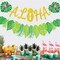 Upgraded, Aloha Banner Decorations, Luau Banner with Glittery Palm Leaves, for Summer Tropical Hawaiian Themed Party Decorations Supplies